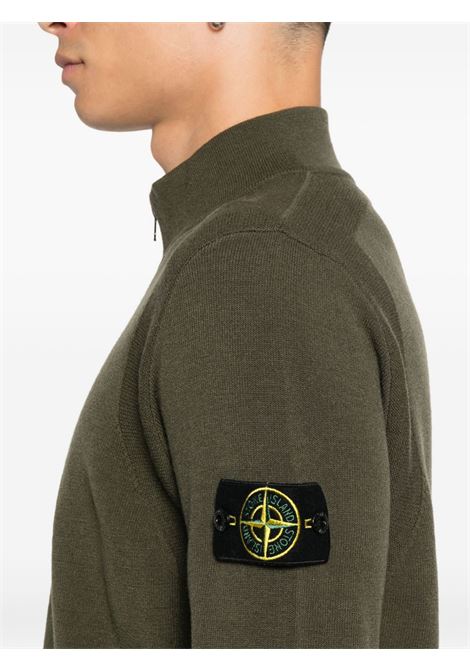 maglione con zip uomo verde militare STONE ISLAND | K2S15 5100062 S00A1V0054